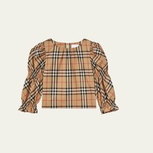 Burberry Tan Plaid Kids Blouse